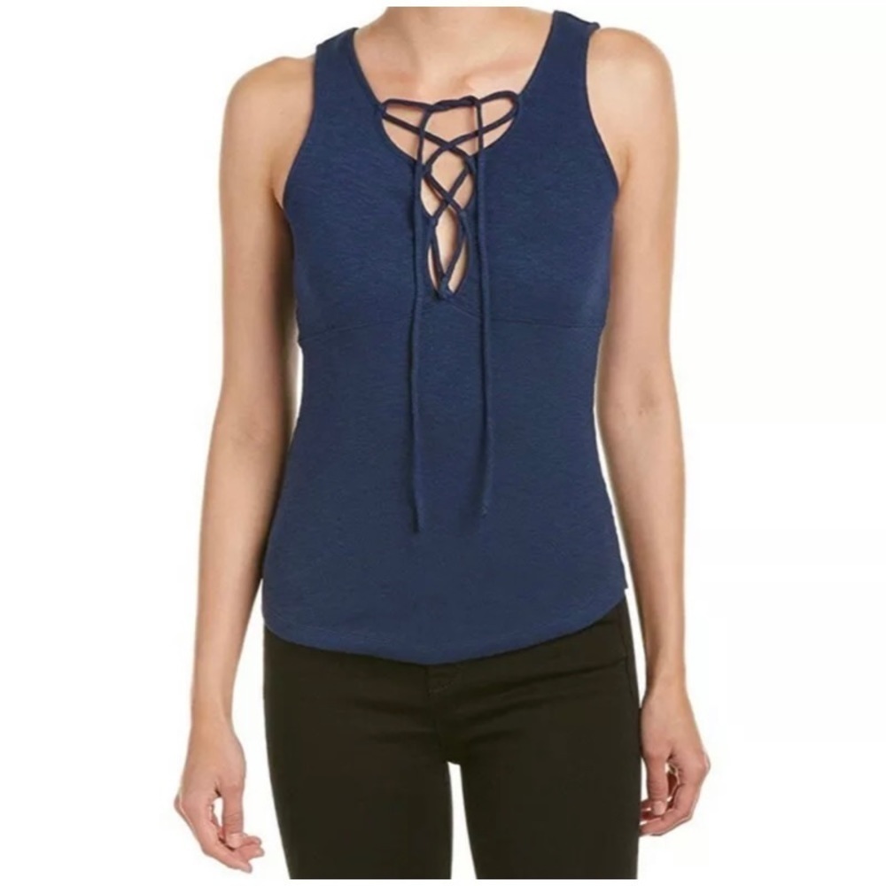 NEW FREE PEOPLE Blue Lace-Up Sleeveless Tank